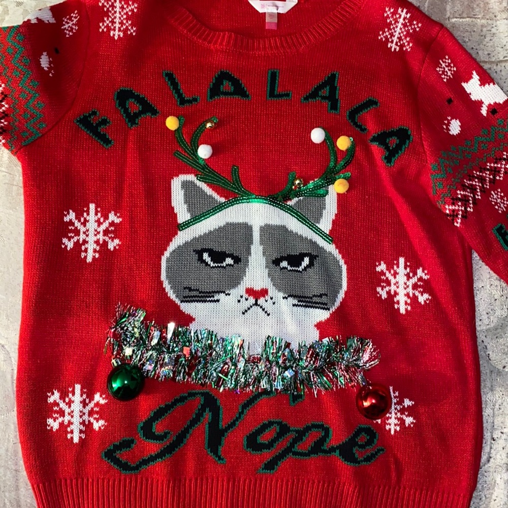 No Boundaries Christmas Cat sweater.